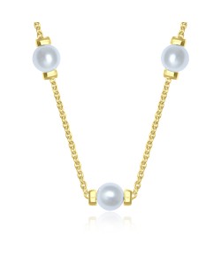 Gold Plated Necklace Silver Sweet Pearl SPE-99-GP